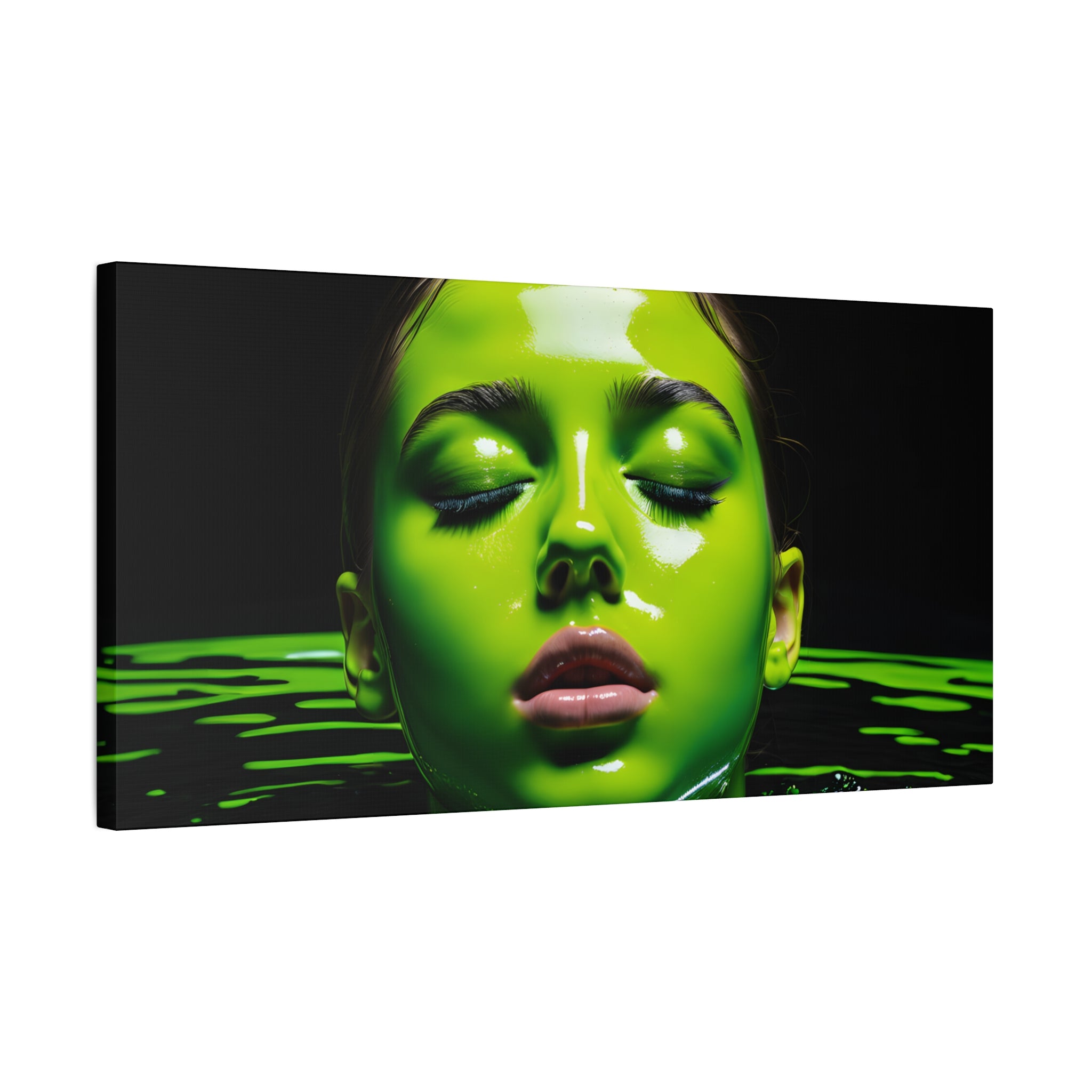 Neon Green Portrait Matte Canvas Print — Stretched Wall Art