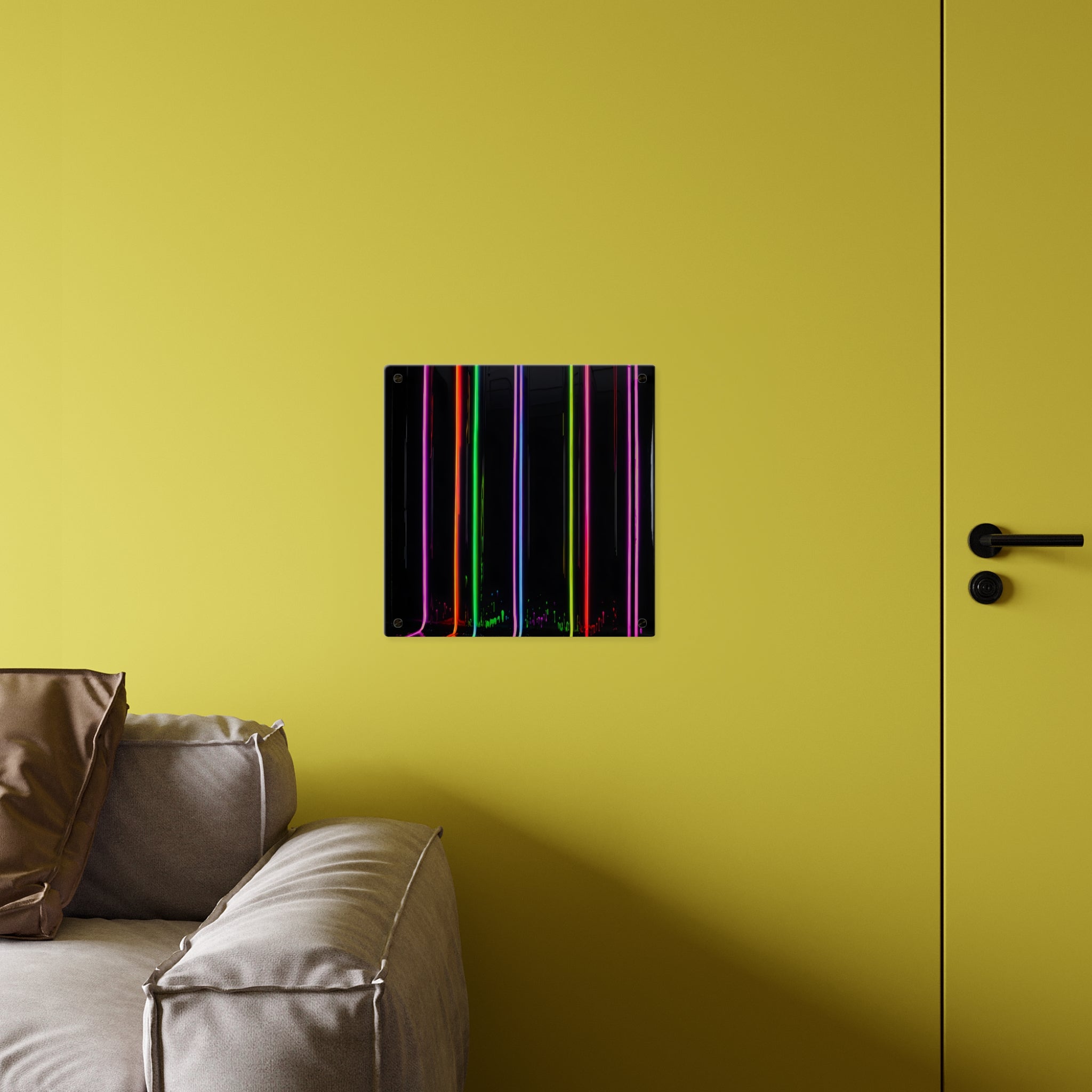 Neon Stripe Acrylic Wall Panel – Colorful Modern LED Light Art