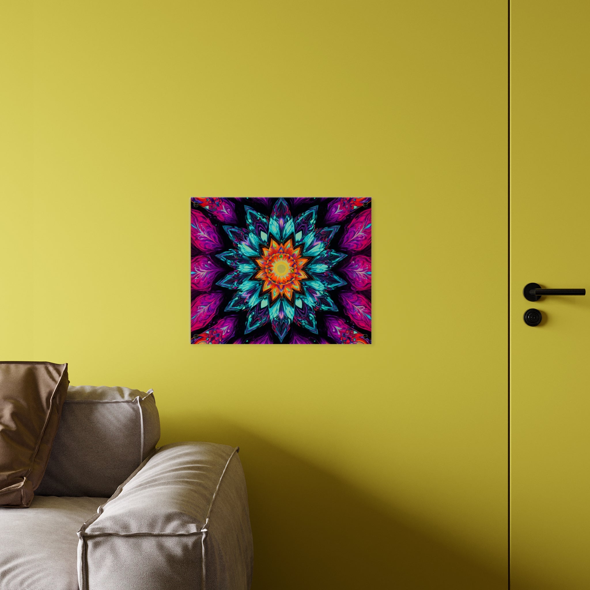 Vibrant Mandala Acrylic Wall Art Panel — Colorful Boho Home Décor