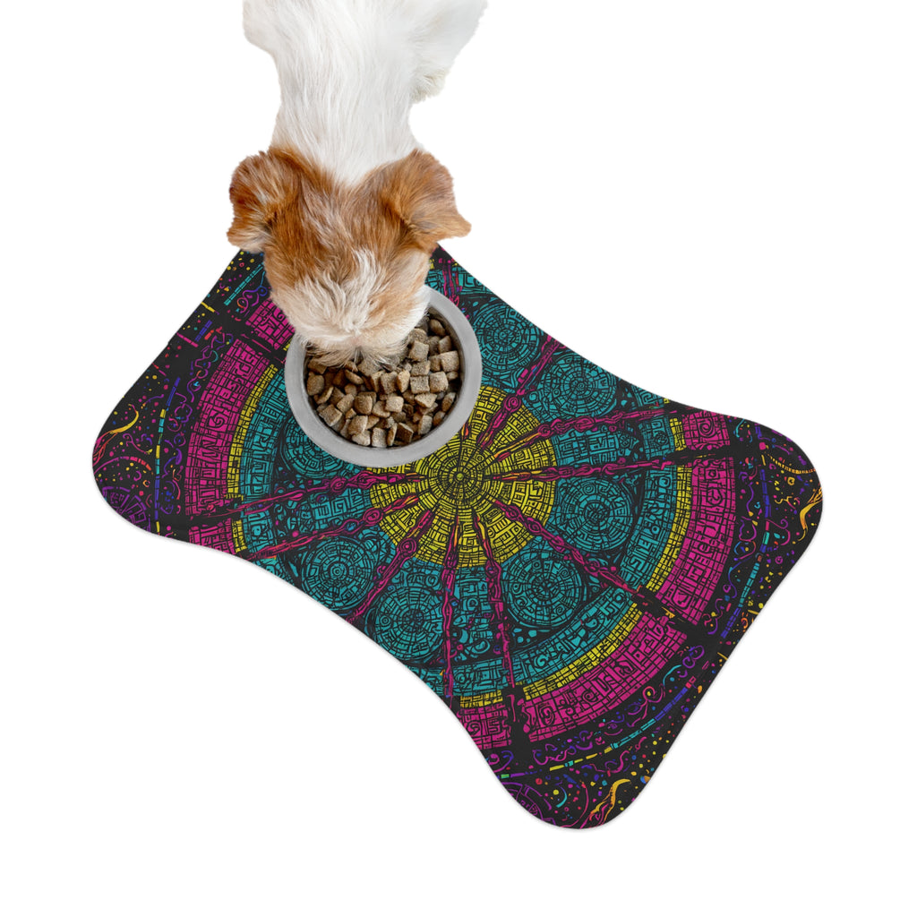 Boho Mandala Pet Feeding Mat — Colorful Non-Slip Placemat for Dogs & Cats