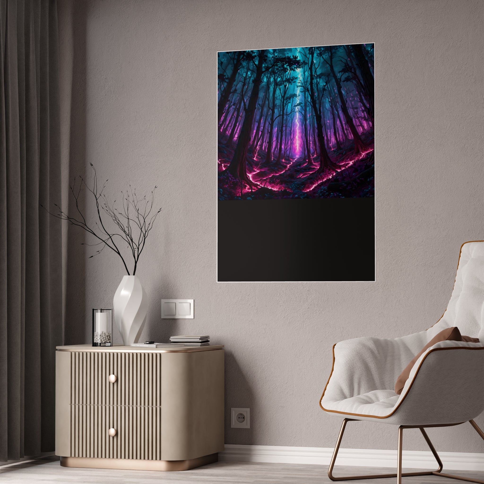 Neon Forest Gloss Poster — Vibrant Fantasy Landscape Wall Art