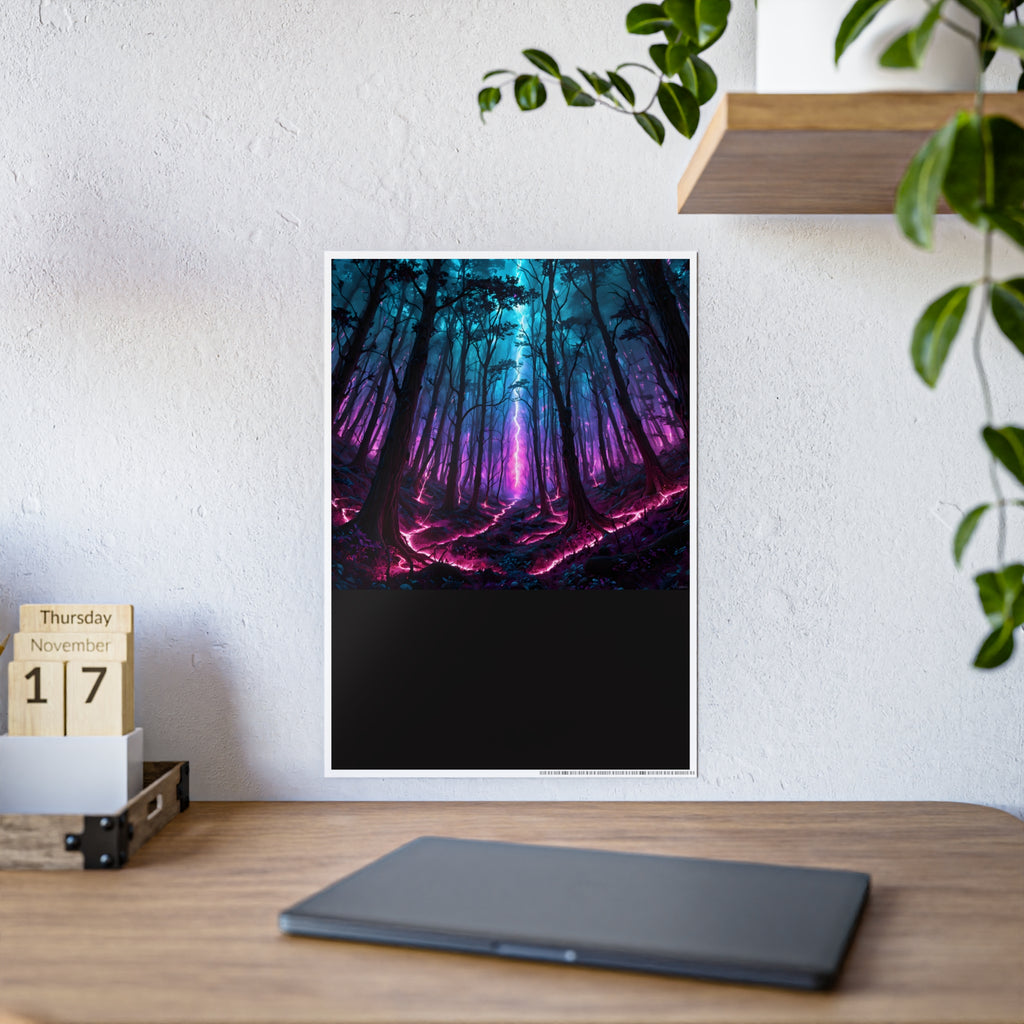 Neon Forest Gloss Poster — Vibrant Fantasy Landscape Wall Art