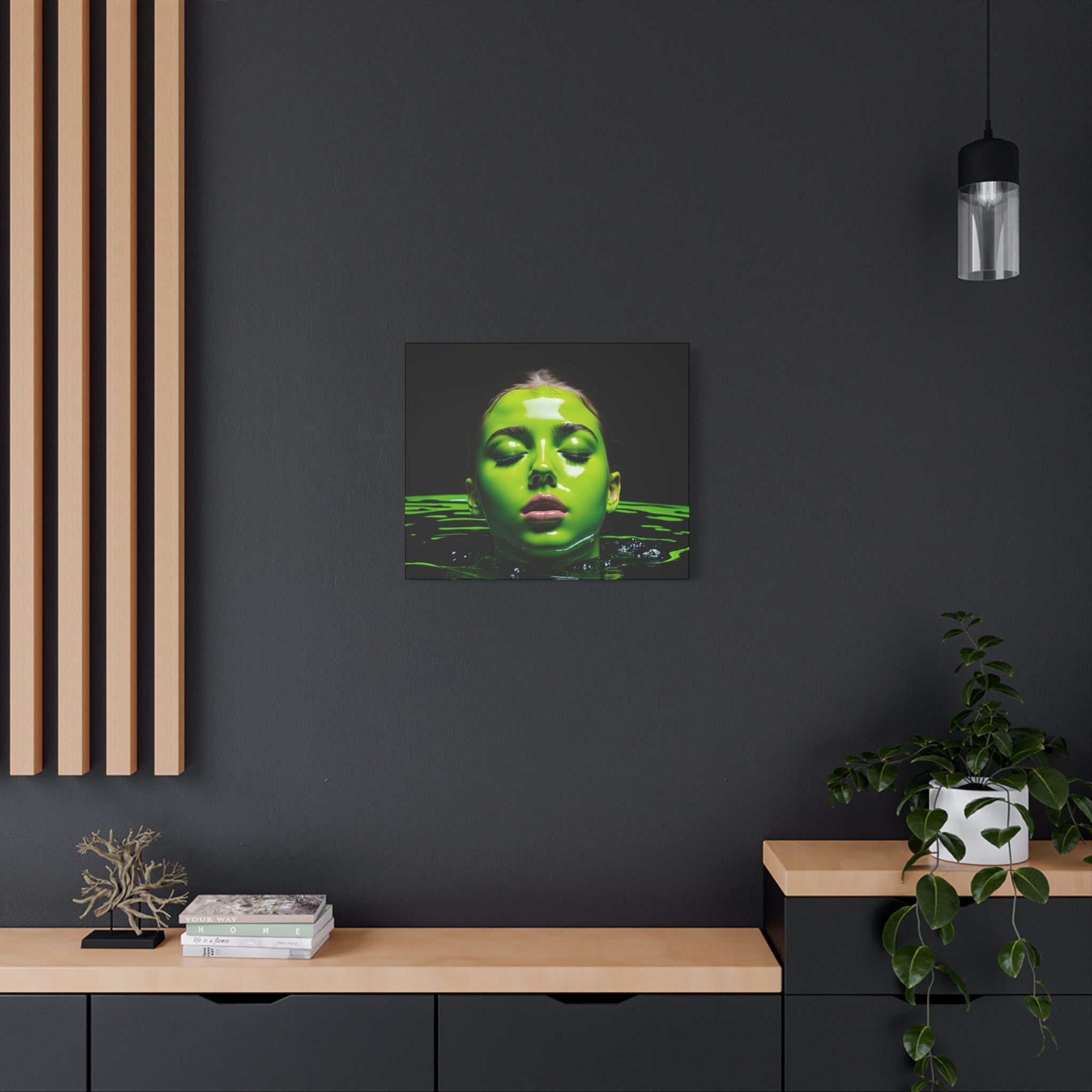 Neon Green Portrait Matte Canvas Print — Stretched Wall Art