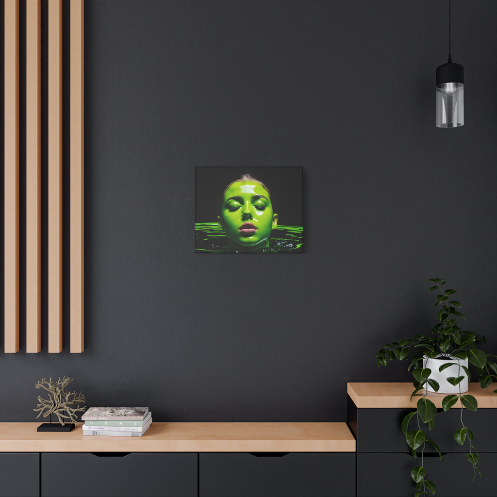 Neon Green Portrait Matte Canvas Print — Stretched Wall Art