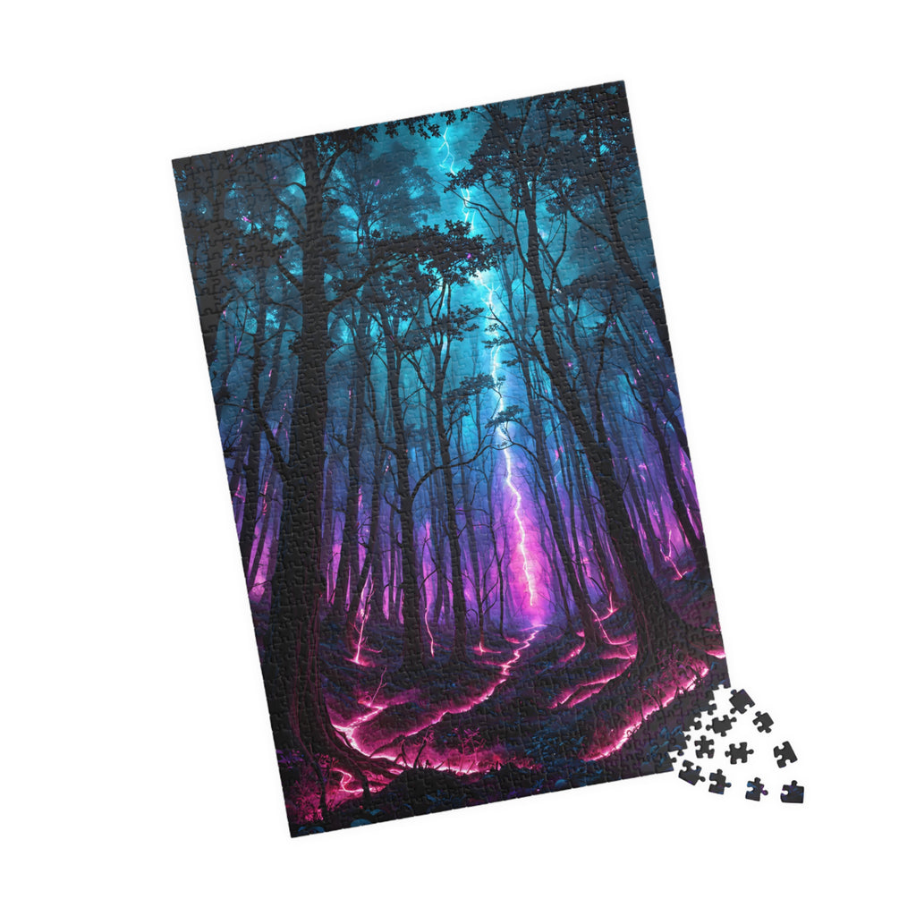 Mystic Neon Forest Puzzle — 520/1014-Piece Nightscape Jigsaw