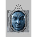 AirTag keychain case printed with blue shamanic face artwork