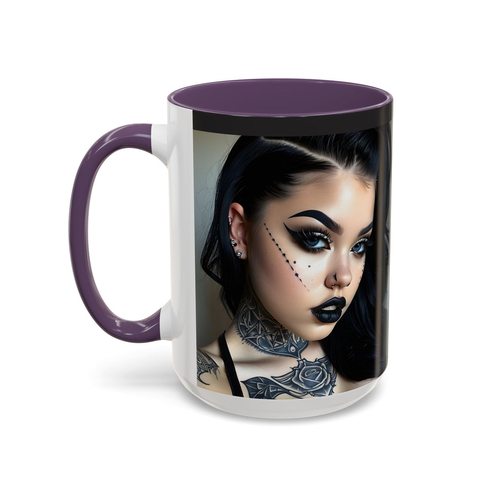 Goth Tattoo Girl Accent Coffee Mug – 11/15oz Black-Lined Ceramic