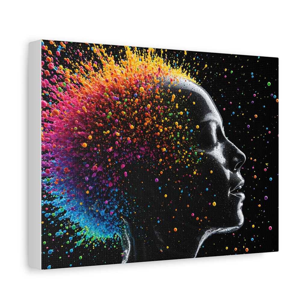 Toile imprimée mate Colorburst Silhouette — Art mural femme arc-en-ciel abstrait