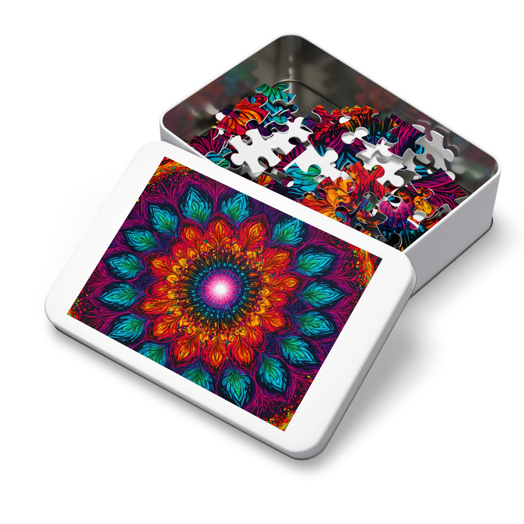 Puzzle Mandala en étain — Kaléidoscope Floral Vibrant 500 Pièces, Idée Cadeau