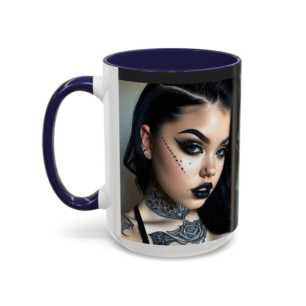 Goth Tattoo Girl Accent Coffee Mug – 11/15oz Black-Lined Ceramic