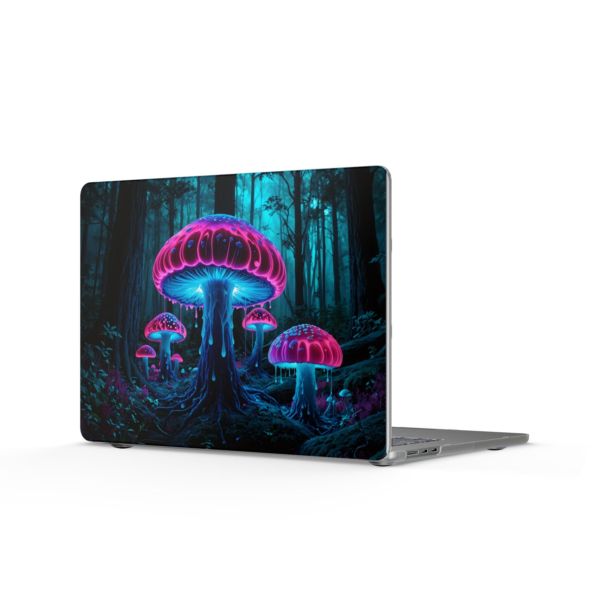 Coque de MacBook mate Néon Champignon — Peau lumineuse pour ordinateur portable Forêt