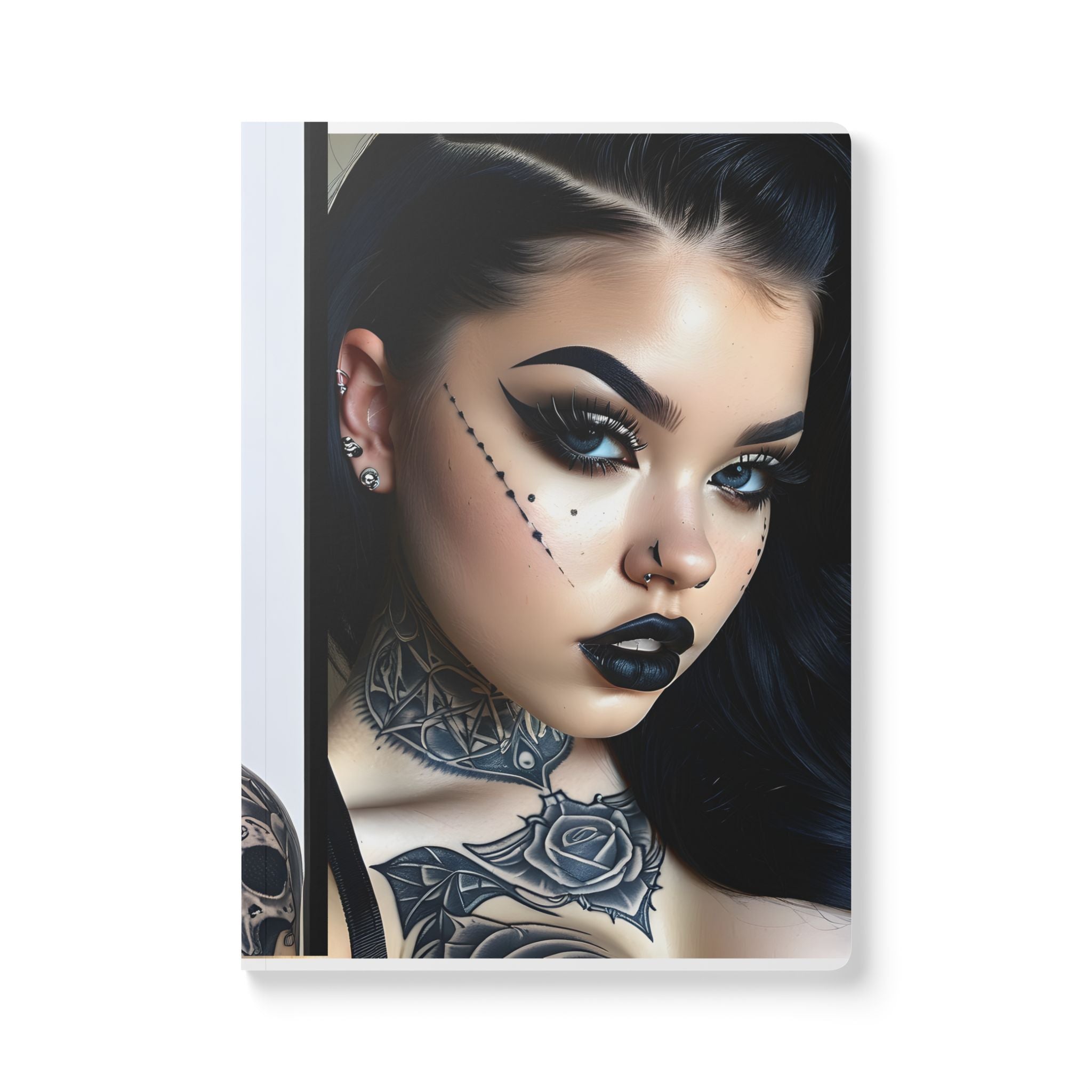 Goth Beauty Softcover Journal — Tattooed Dark Glam Portrait Notebook