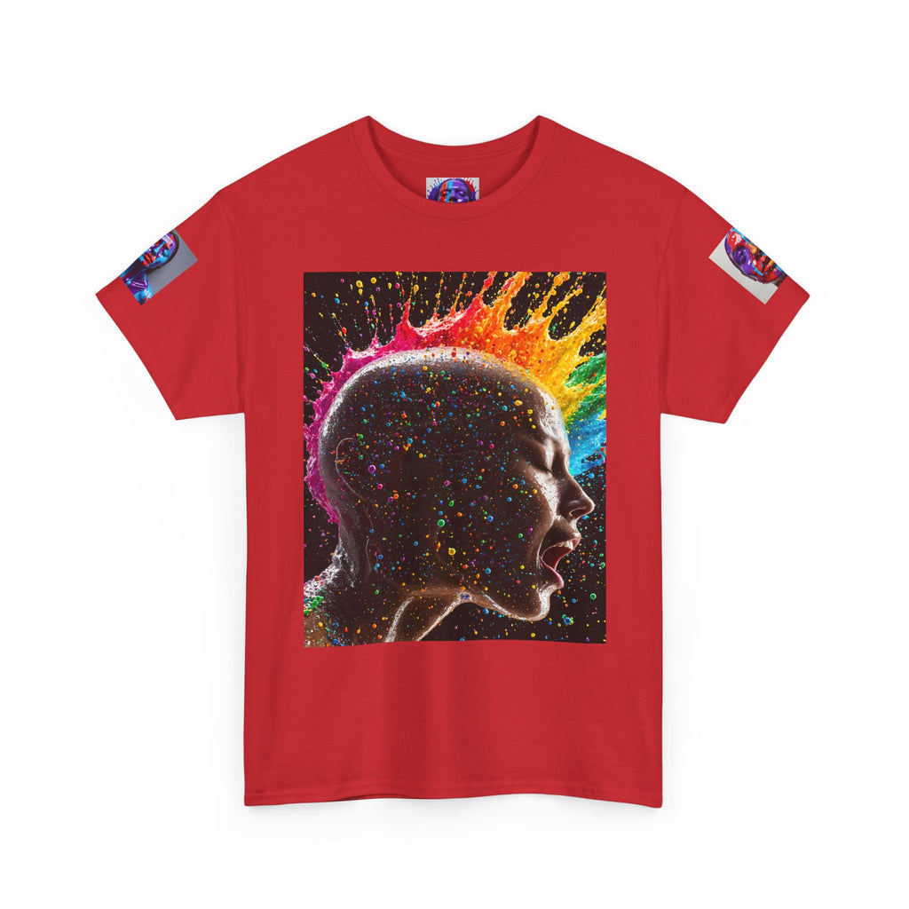 Psychedelic Head Profile Tee — Colorful Neon Abstract Portrait T-Shirt