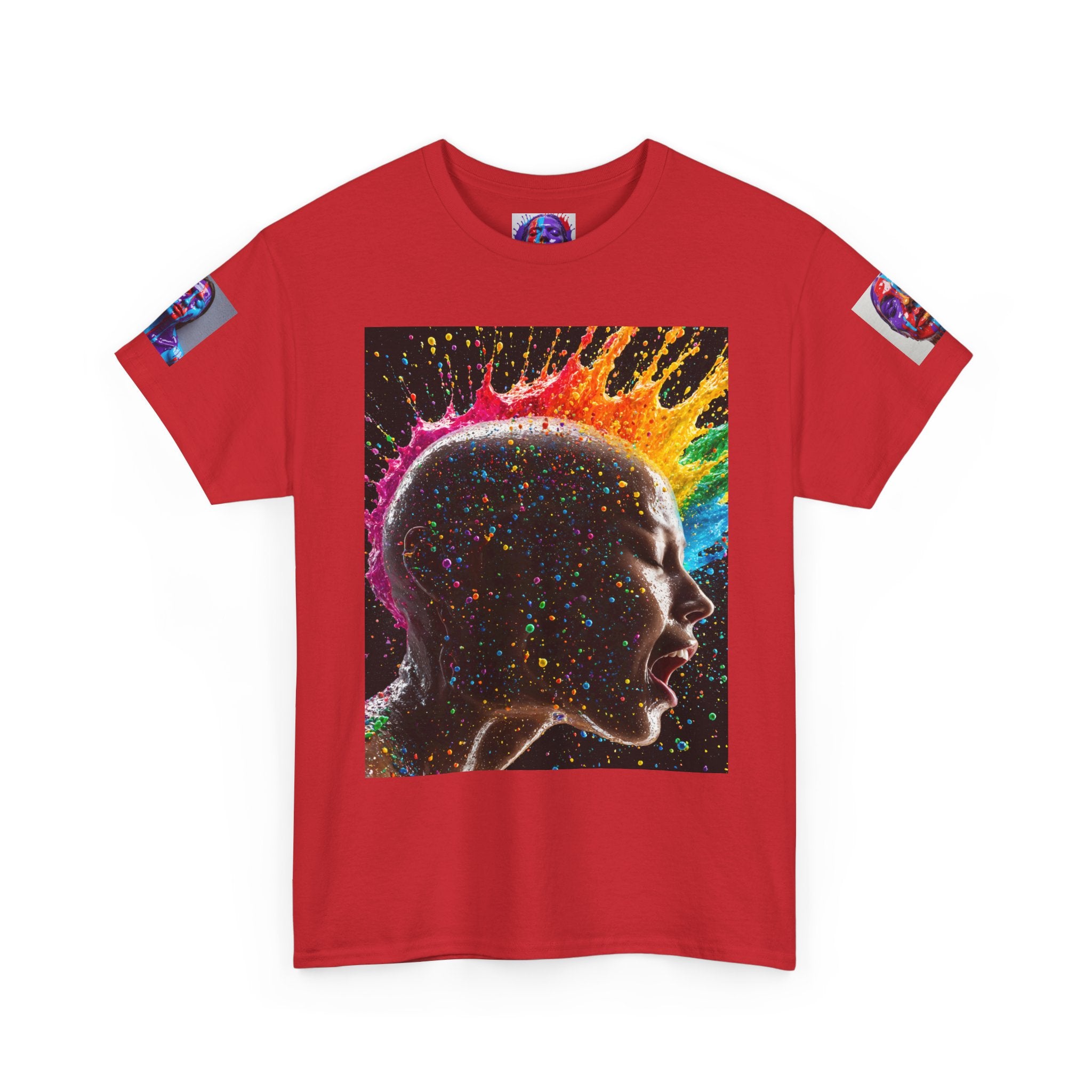 Psychedelic Head Profile Tee — Colorful Neon Abstract Portrait T-Shirt