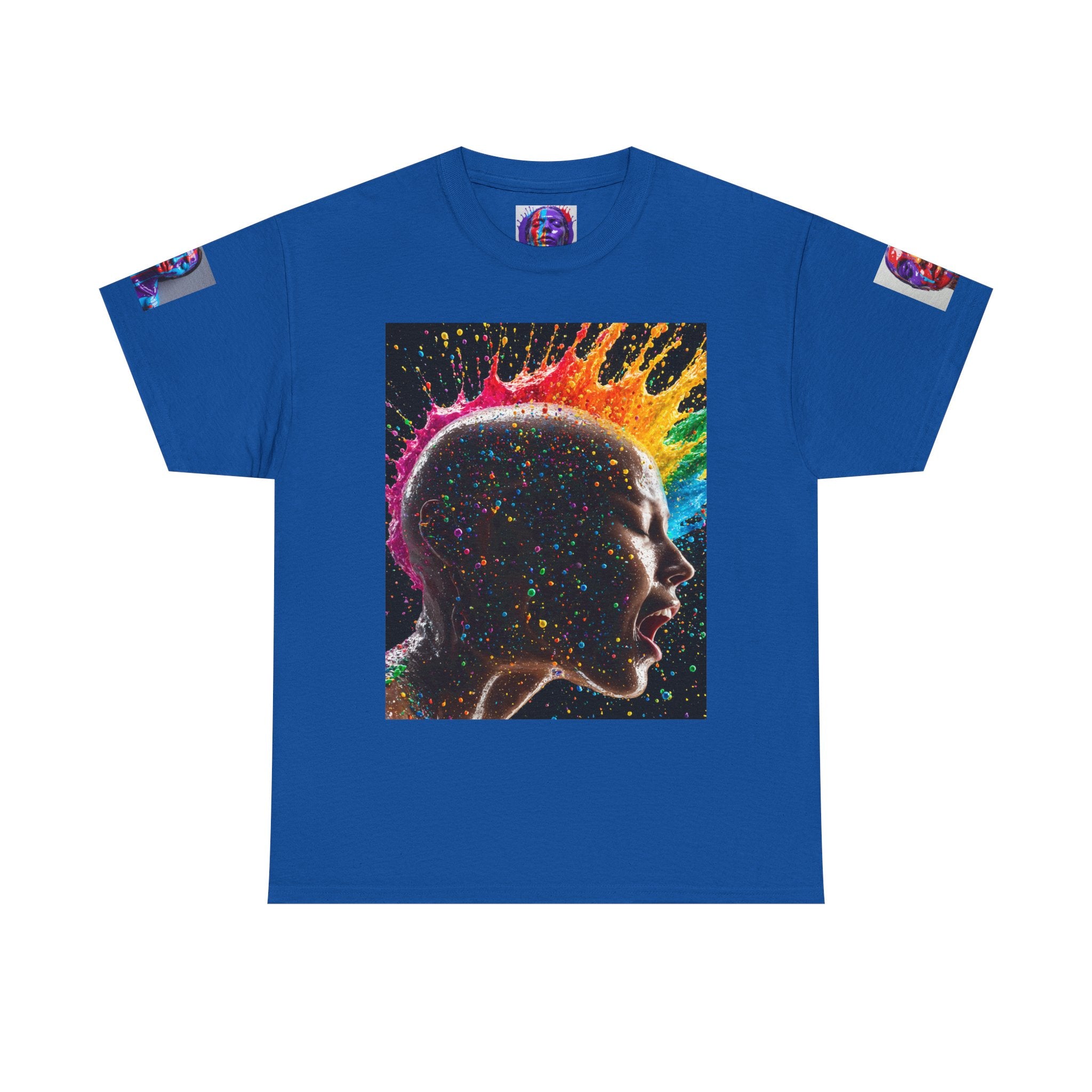 T-shirt Profil de tête psychédélique — T-shirt Portrait Abstrait Néon Coloré