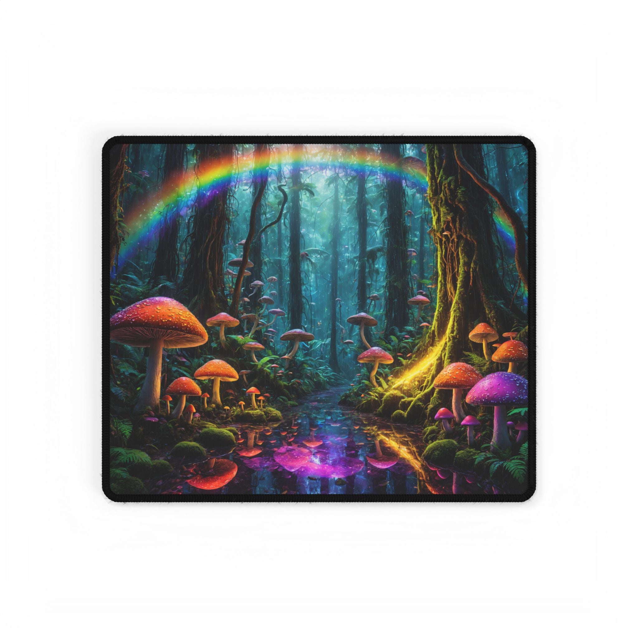 Enchanted Forest Mushroom Desk Mat — Large RGB Gaming Mousepad