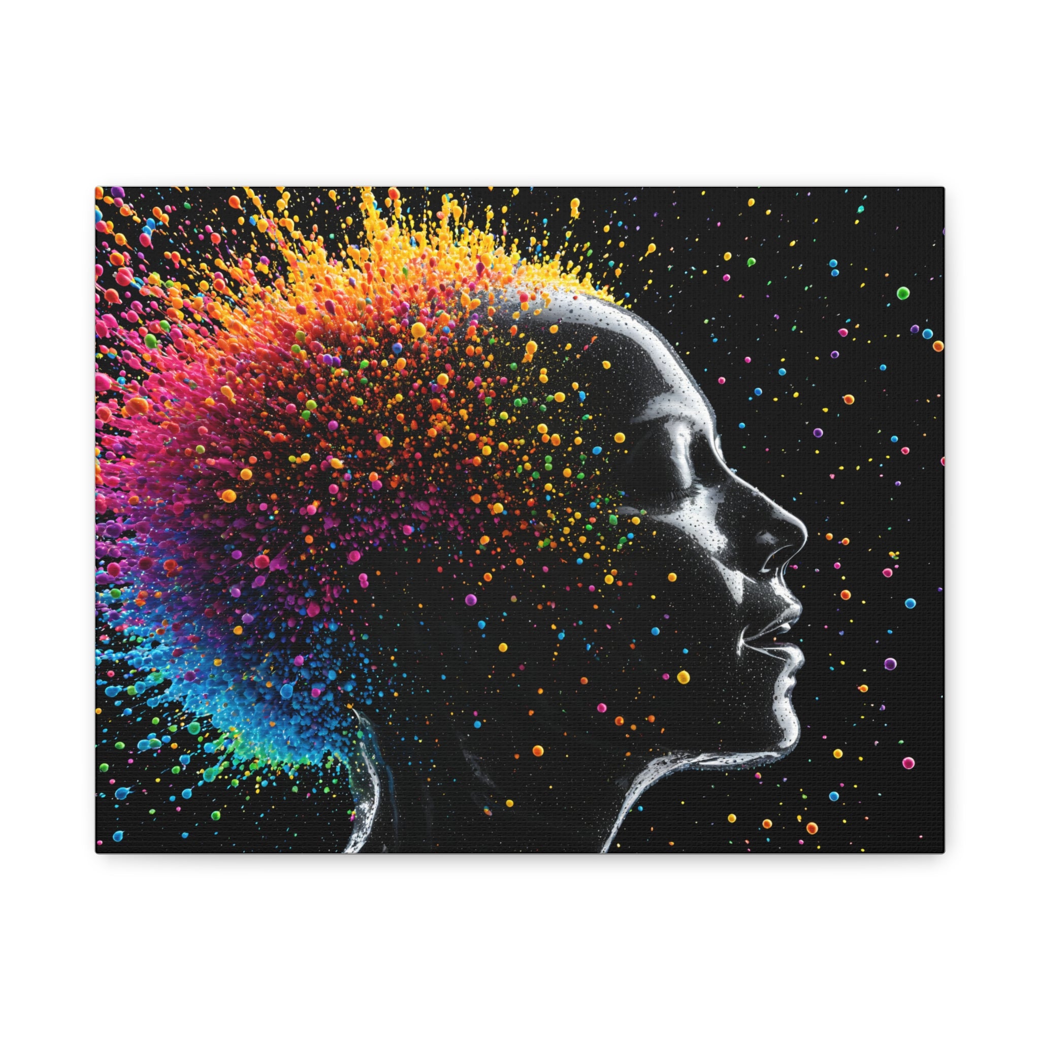 Colorburst Silhouette Matte Canvas Print — Abstract Rainbow Woman Wall Art
