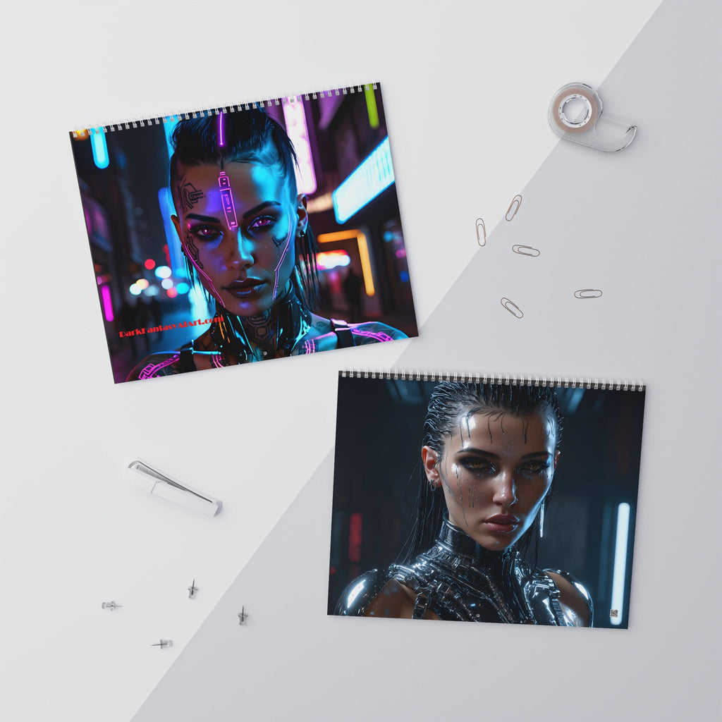 Cyberpunk Portrait Wall Calendar 2026 — Futuristic Neon Art Calendar
