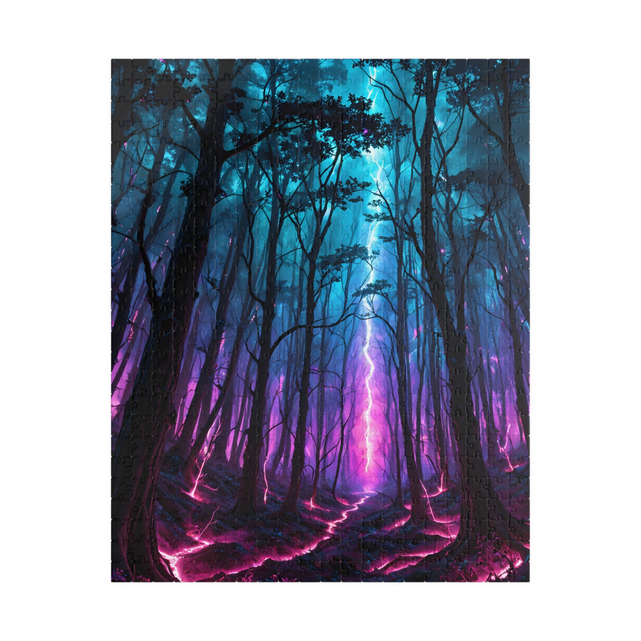 Puzzle Forêt mystique au néon – Puzzle de paysage nocturne 520/1014 pièces