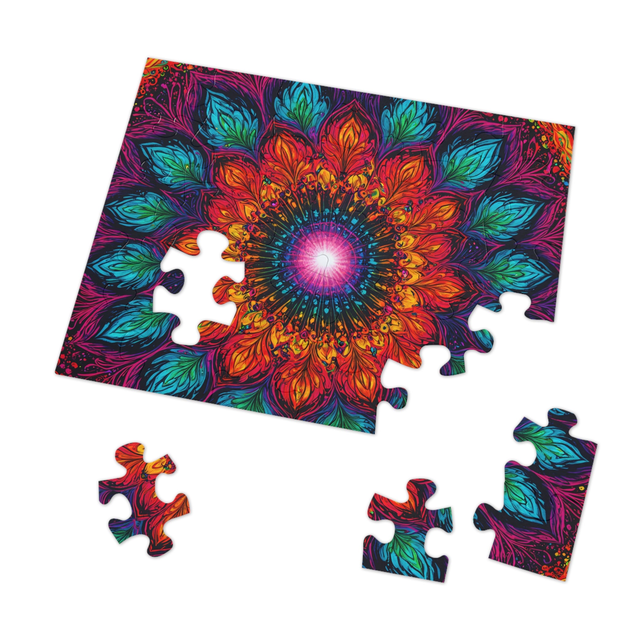 Puzzle Mandala en étain — Kaléidoscope Floral Vibrant 500 Pièces, Idée Cadeau