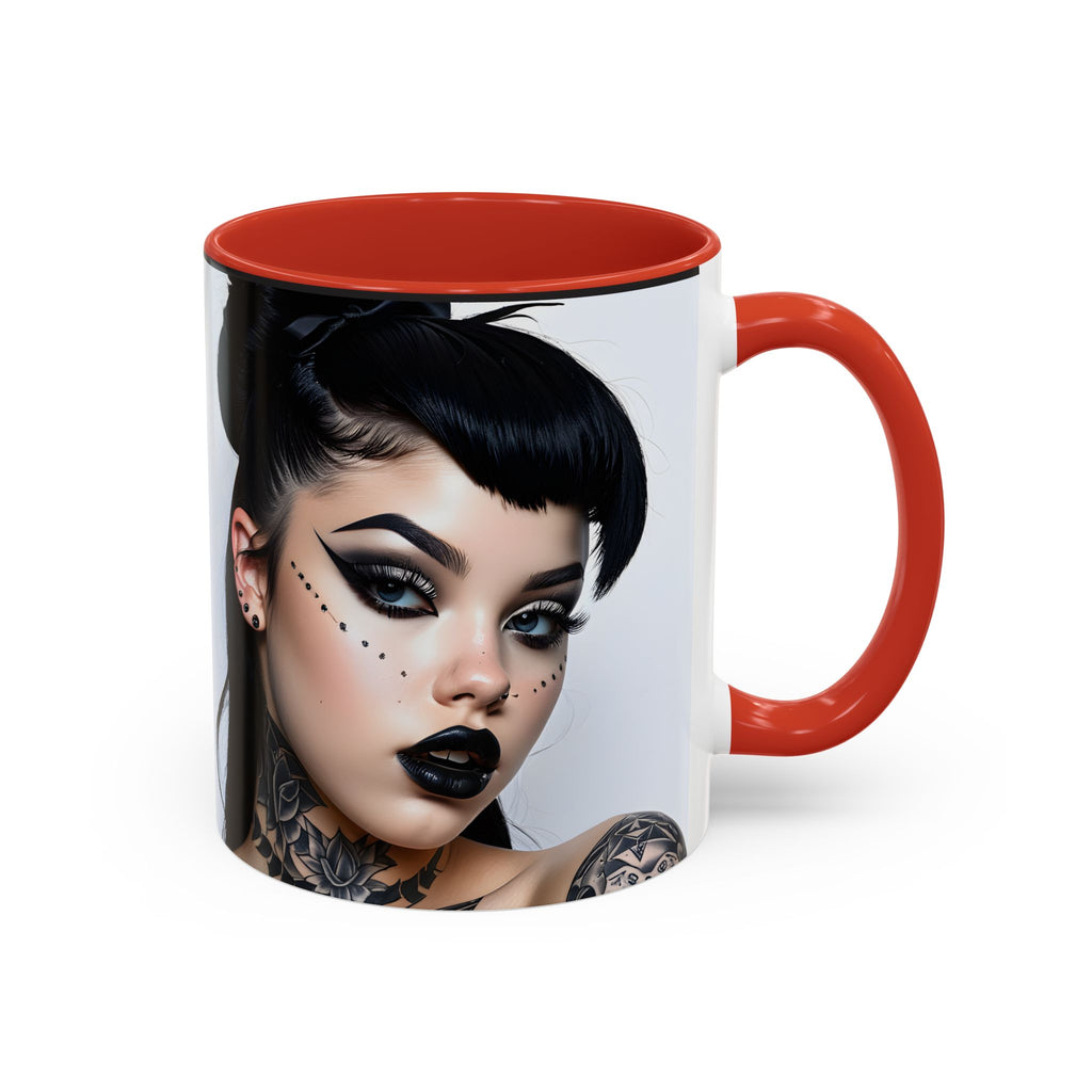 Goth Tattoo Girl Accent Coffee Mug – 11/15oz Black-Lined Ceramic