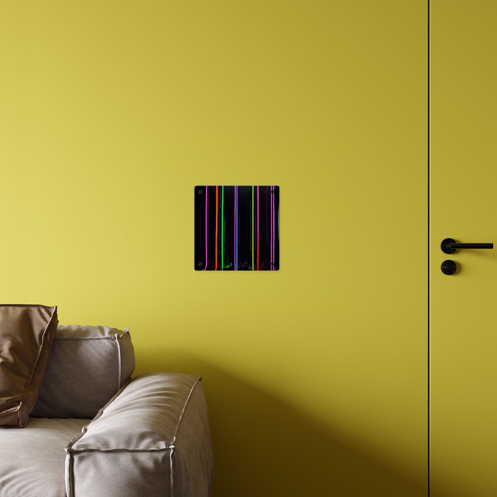 Neon Stripe Acrylic Wall Panel – Colorful Modern LED Light Art