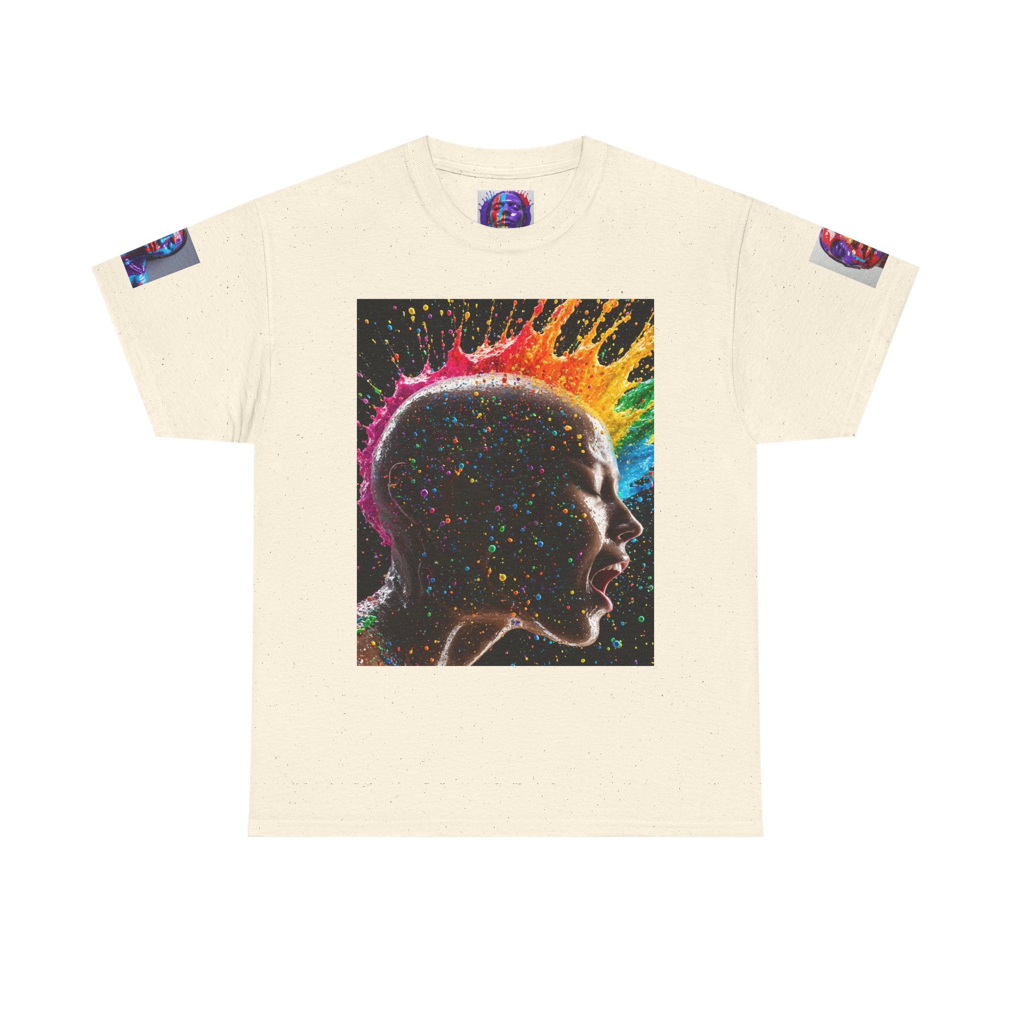 T-shirt Profil de tête psychédélique — T-shirt Portrait Abstrait Néon Coloré