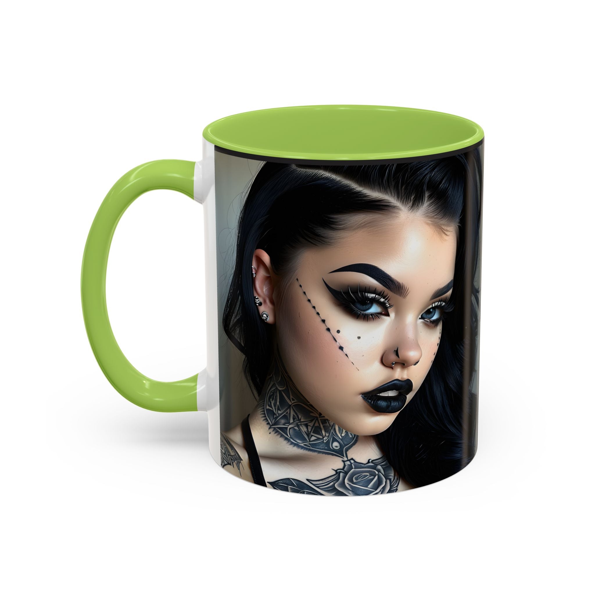 Goth Tattoo Girl Accent Coffee Mug – 11/15oz Black-Lined Ceramic