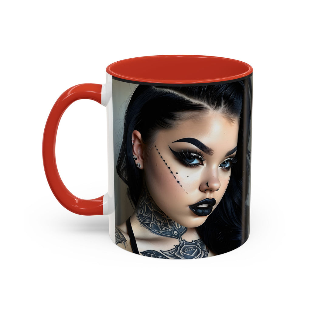 Goth Tattoo Girl Accent Coffee Mug – 11/15oz Black-Lined Ceramic