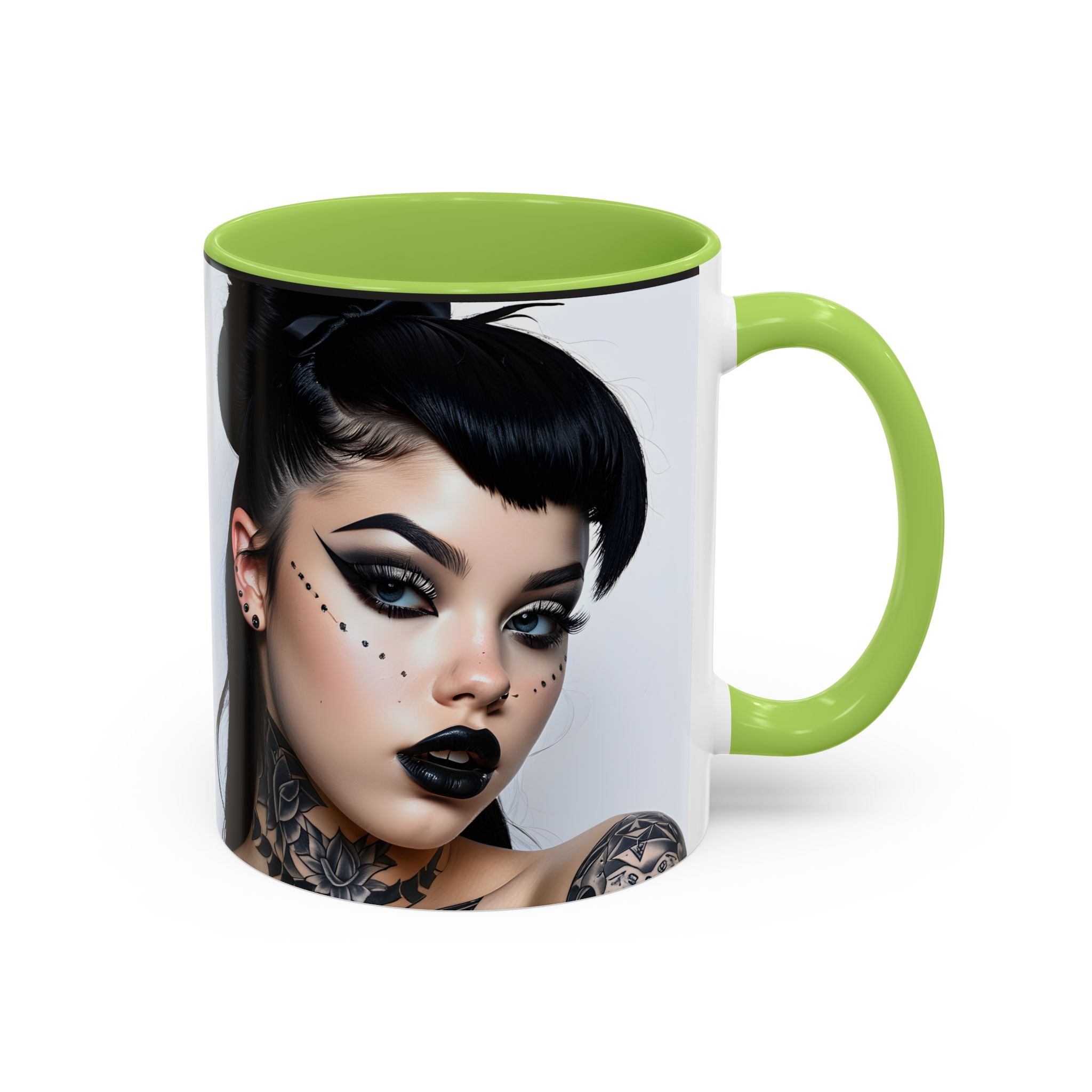 Goth Tattoo Girl Accent Coffee Mug – 11/15oz Black-Lined Ceramic