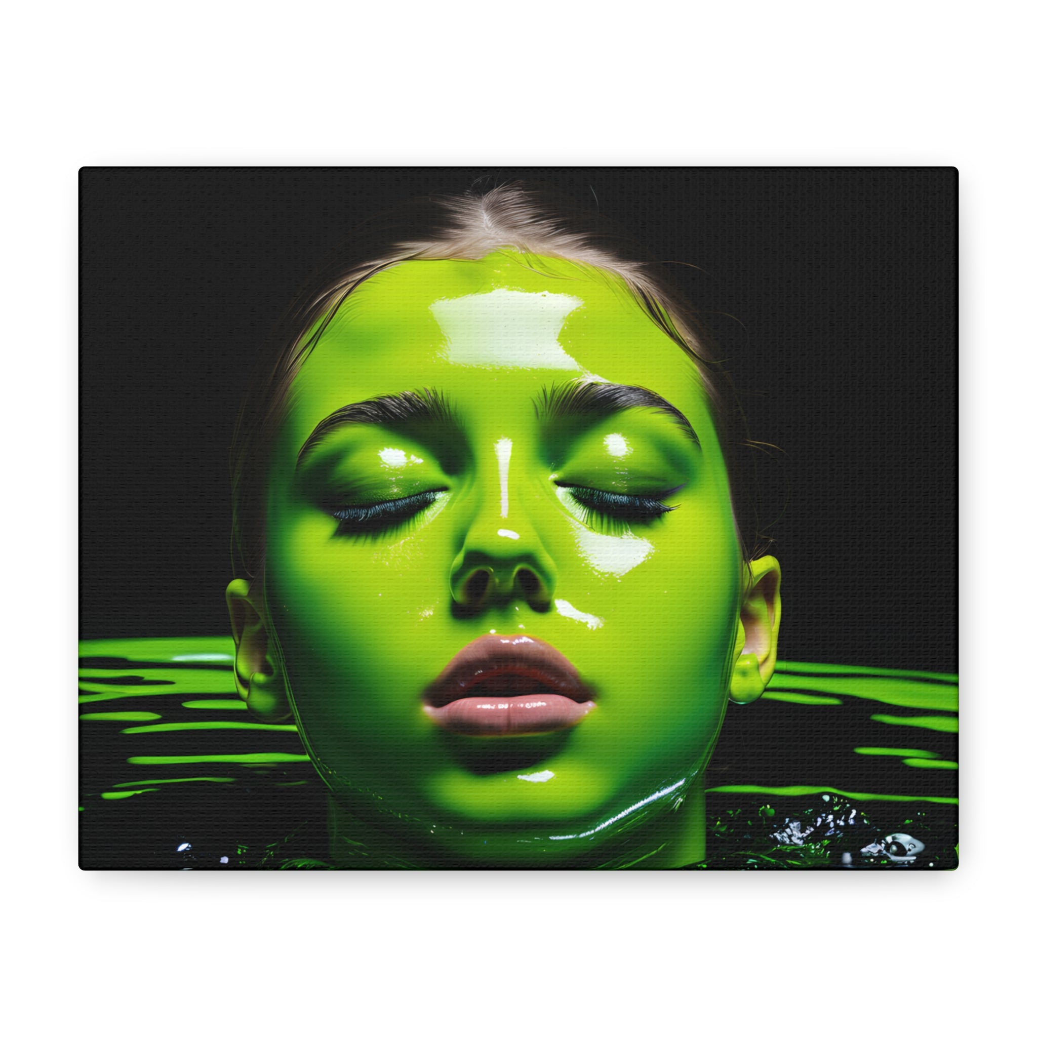 Neon Green Portrait Matte Canvas Print — Stretched Wall Art