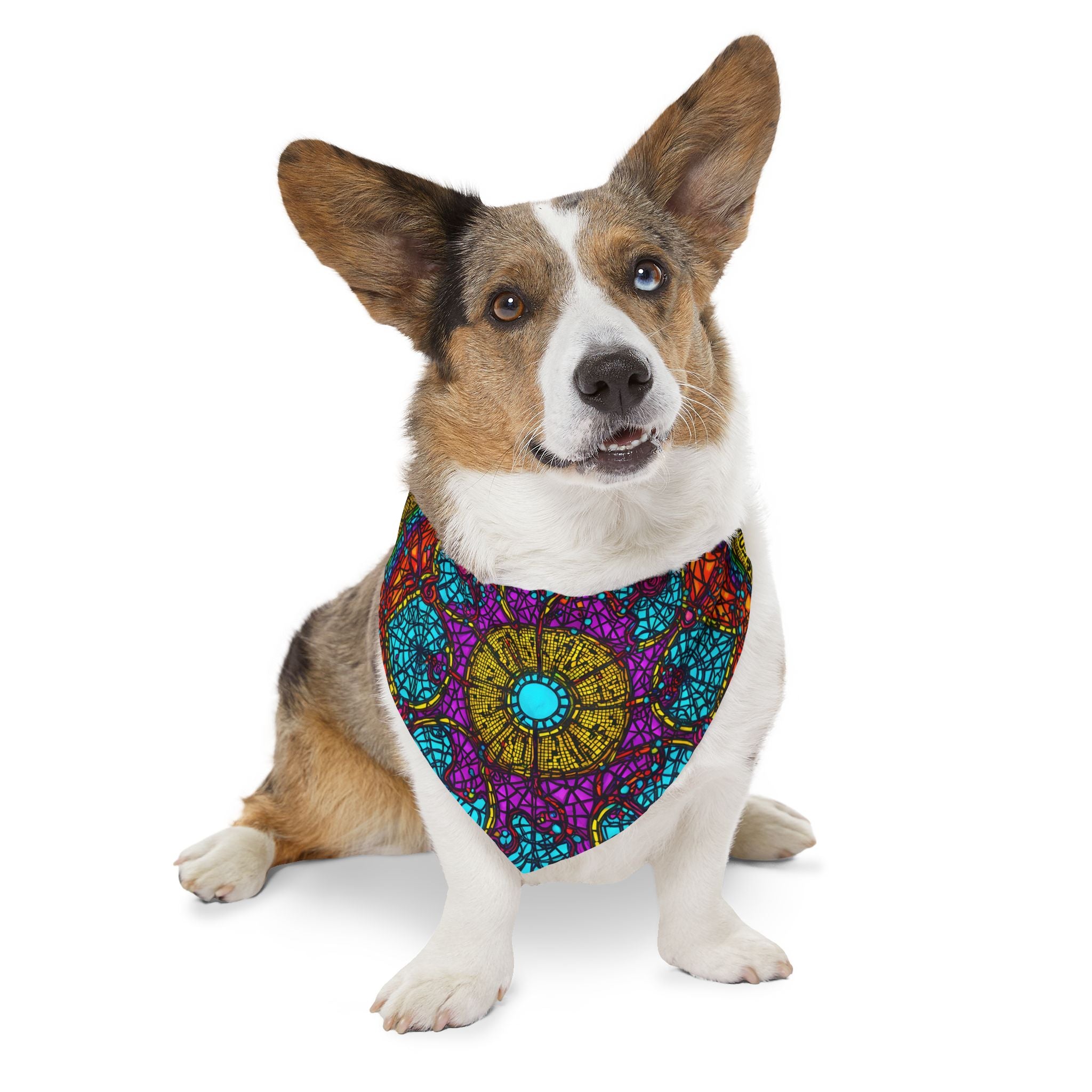 Pet Bandana — Colorful Mandala Stained Glass Collar Bandana for Dogs & Cats