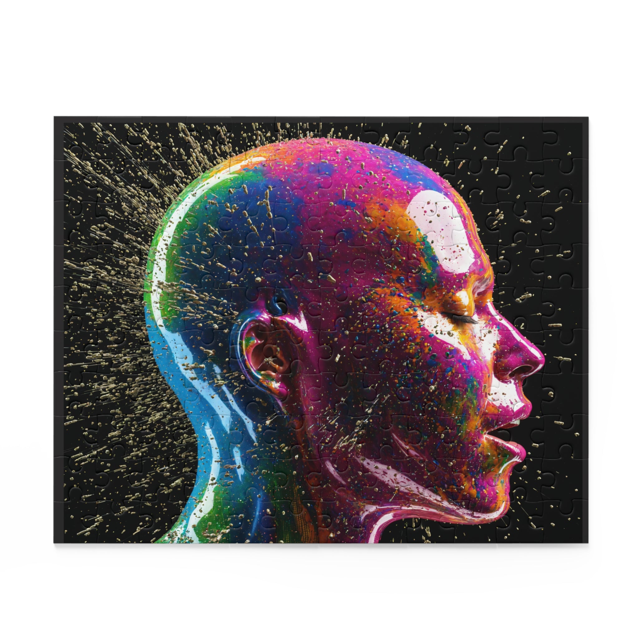 Abstract Neon Head Jigsaw Puzzle — Colorful Surreal Portrait (120/252/500 pcs)