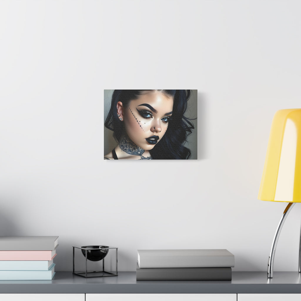 Goth Glam Portrait pinup style Canvas Print — Matte Stretched Wall Art
