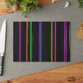 Glass Cutting Board — Neon Stripe Kitchen Board, Modern Colorful Countertop Protector