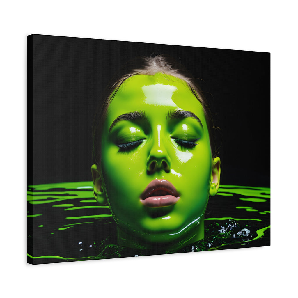 Neon Green Portrait Matte Canvas Print — Stretched Wall Art