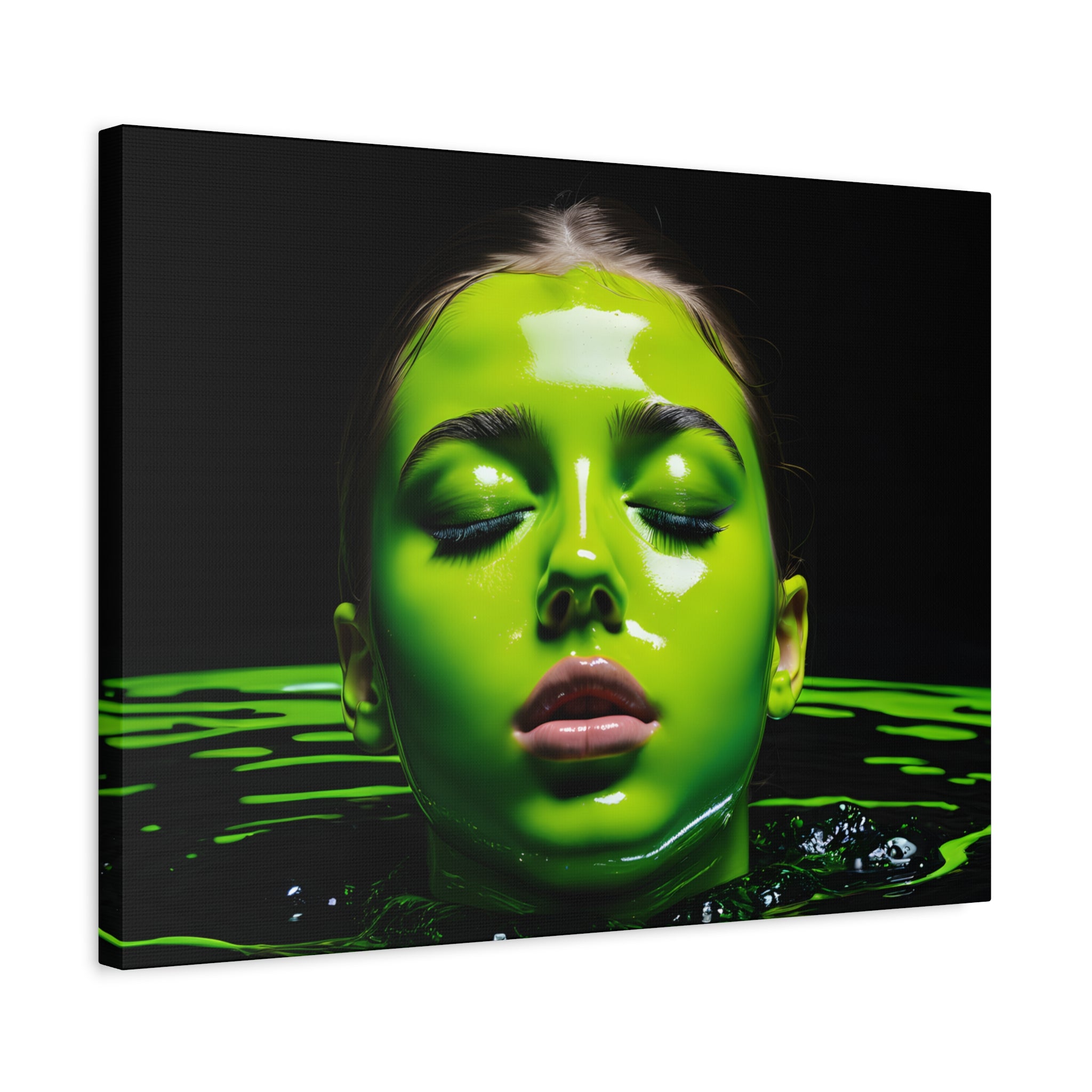 Neon Green Portrait Matte Canvas Print — Stretched Wall Art