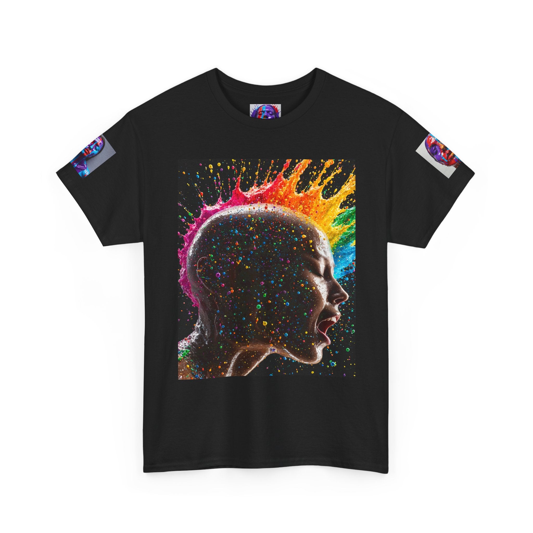 Psychedelic Head Profile Tee — Colorful Neon Abstract Portrait T-Shirt