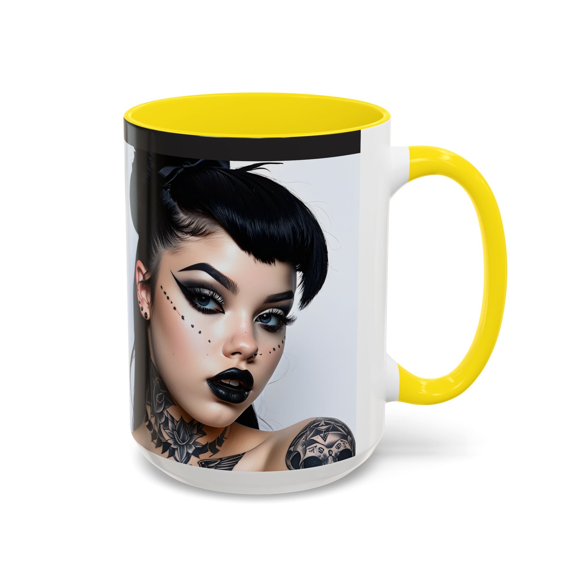 Goth Tattoo Girl Accent Coffee Mug – 11/15oz Black-Lined Ceramic