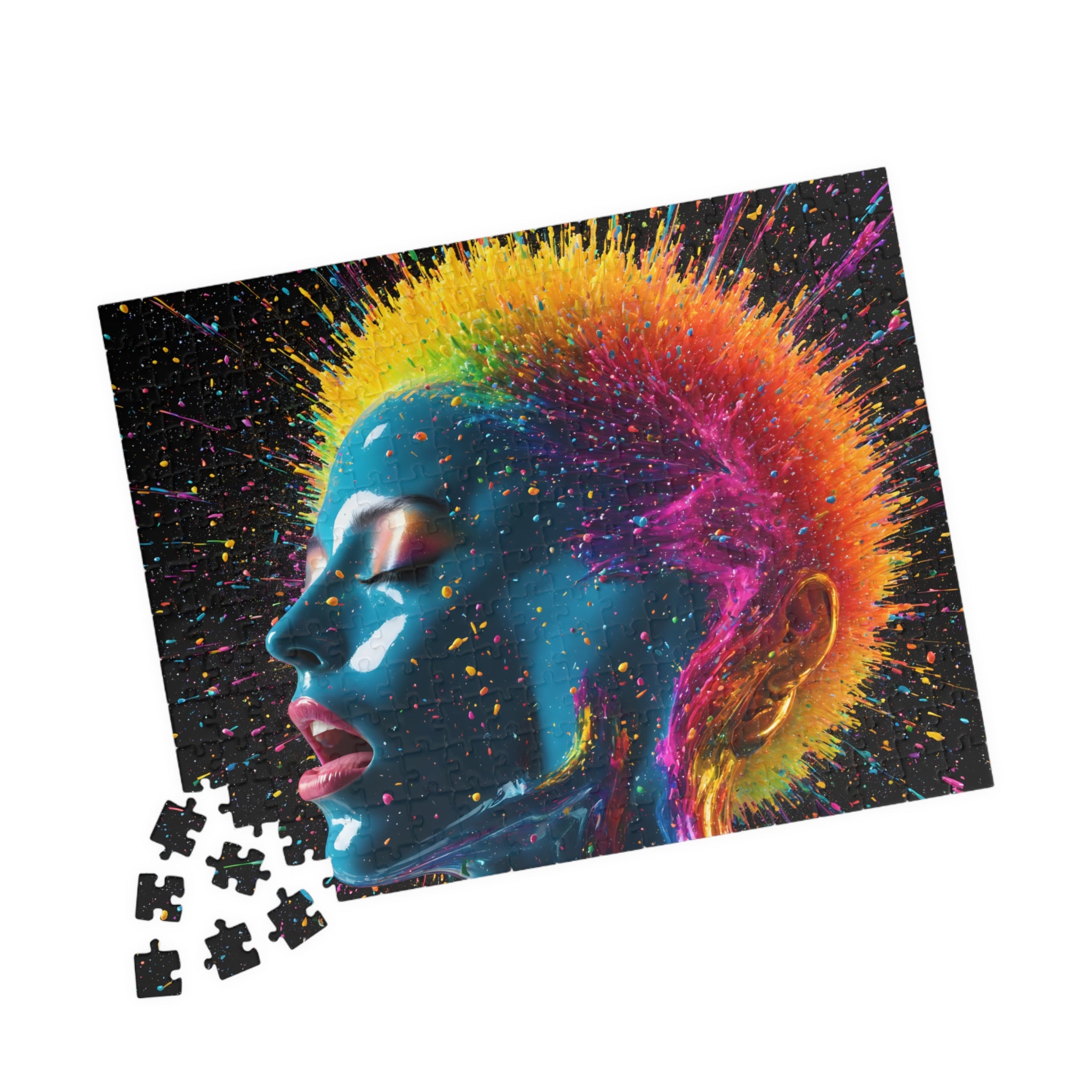 Puzzle portrait néon éclatant — Tête éclat de couleur Puzzle d'art de 110 à 1014 pièces