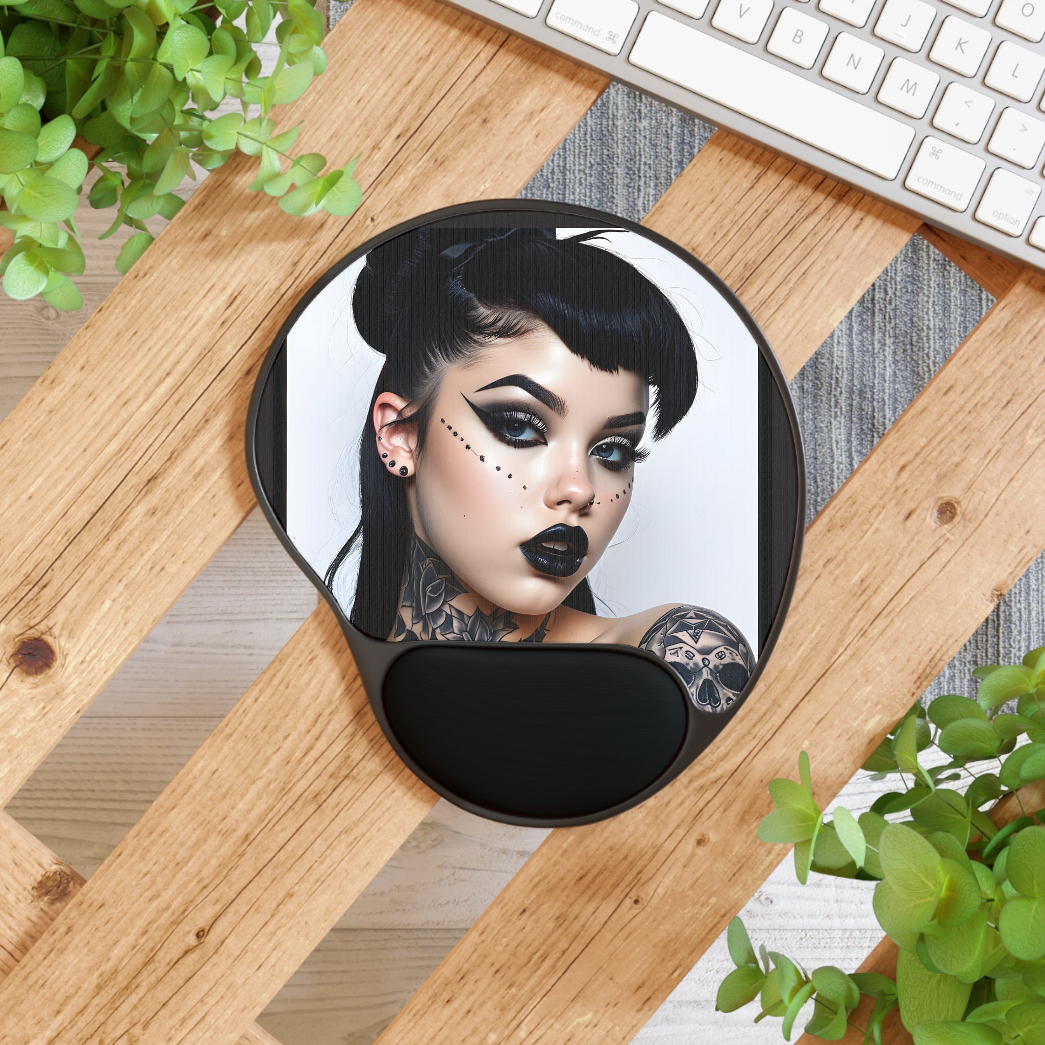 Gothic Tattooed Beauty Mouse Pad with Wrist Rest