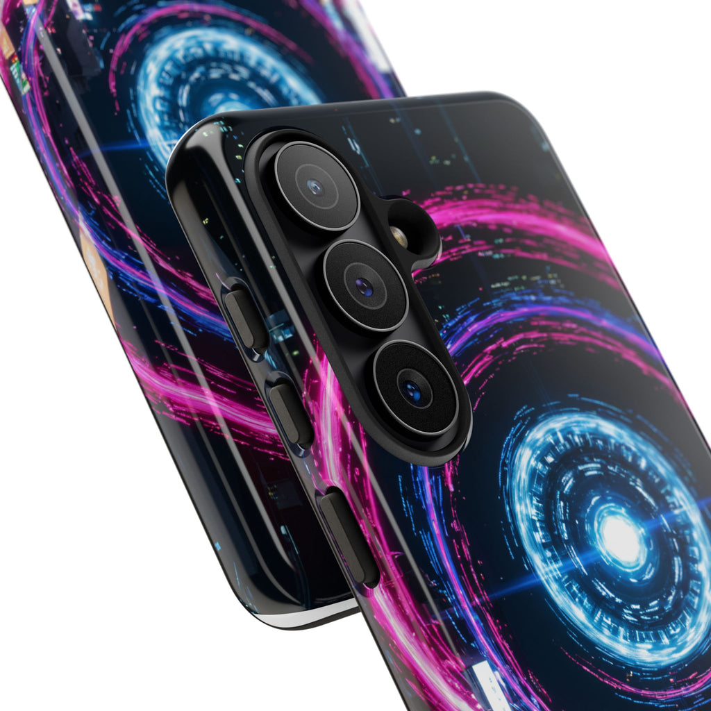 Tough Phone Case - Neon Cyber City Vortex Design