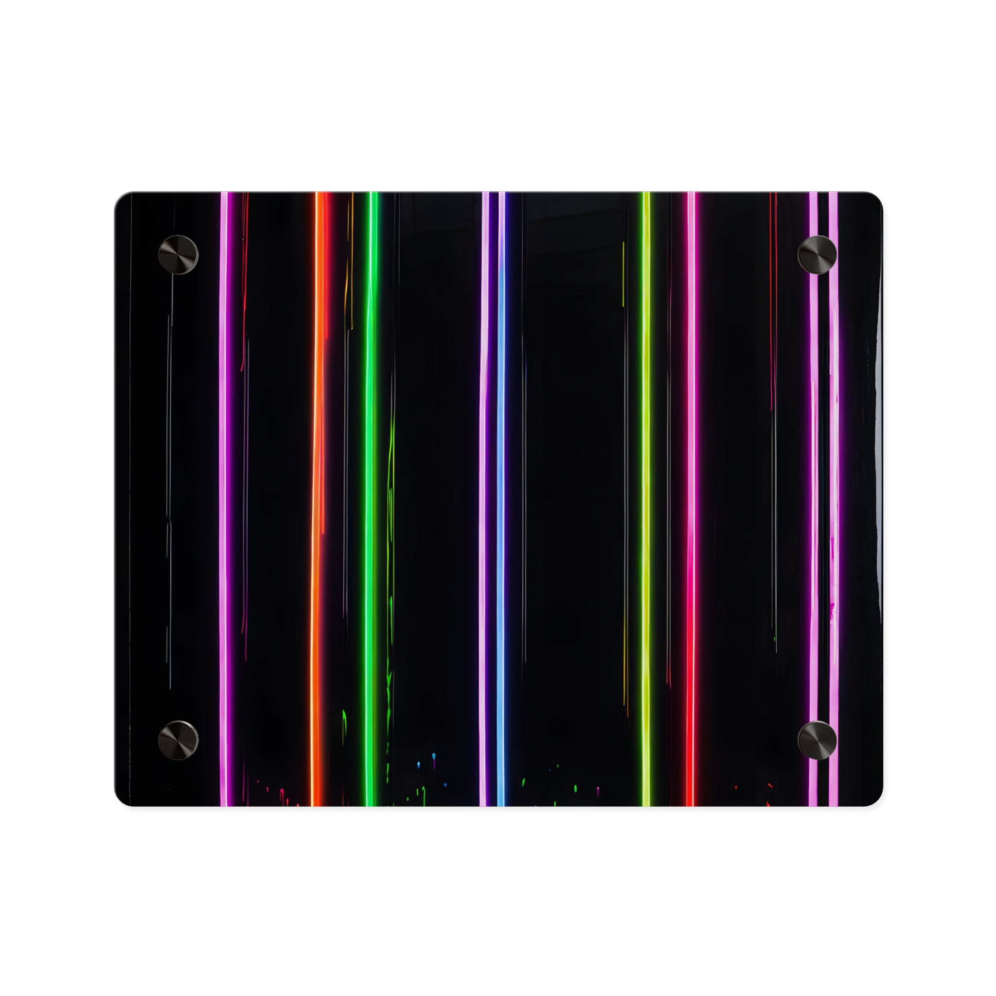 Panneau mural en acrylique à rayures néon – Art lumineux LED moderne et coloré