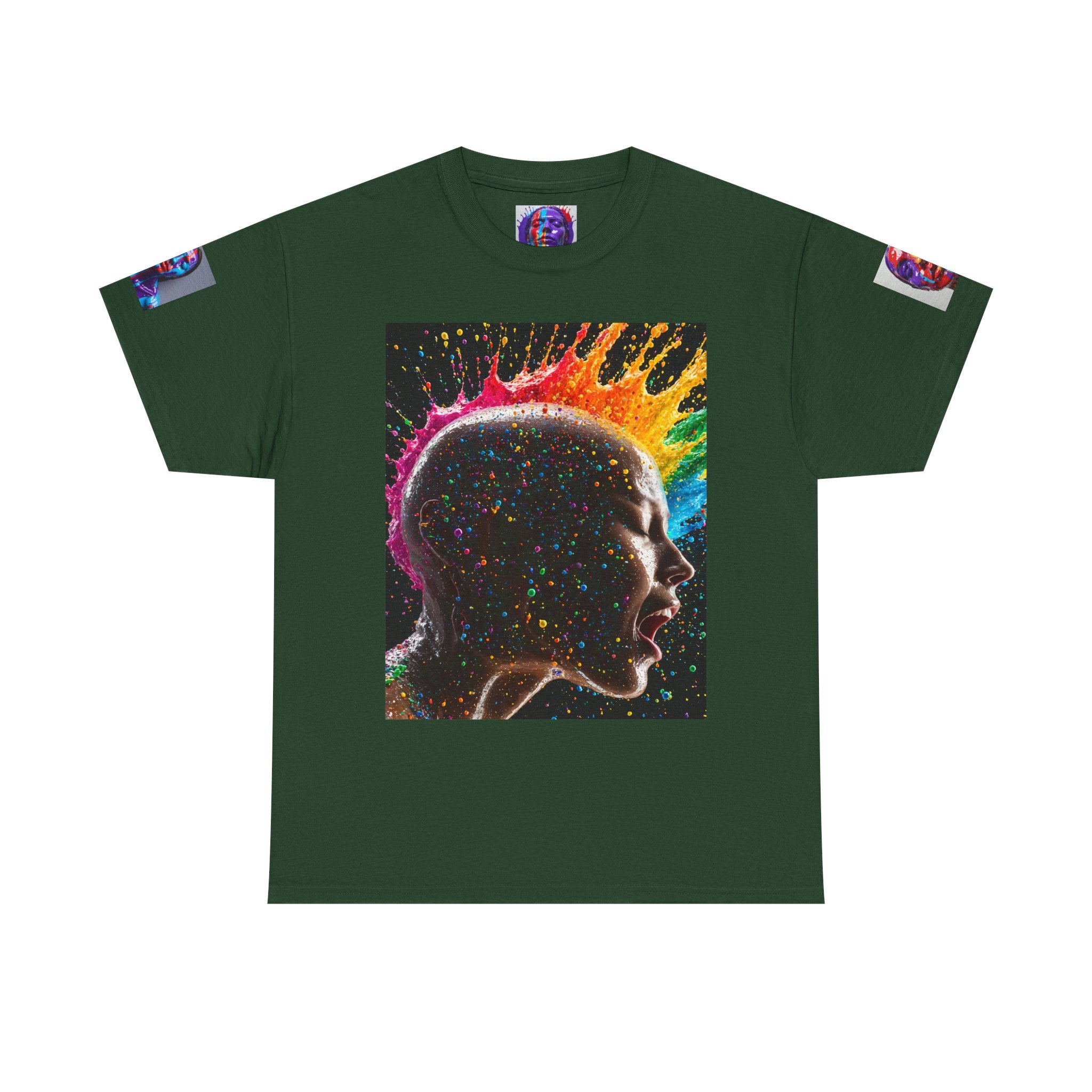 T-shirt Profil de tête psychédélique — T-shirt Portrait Abstrait Néon Coloré