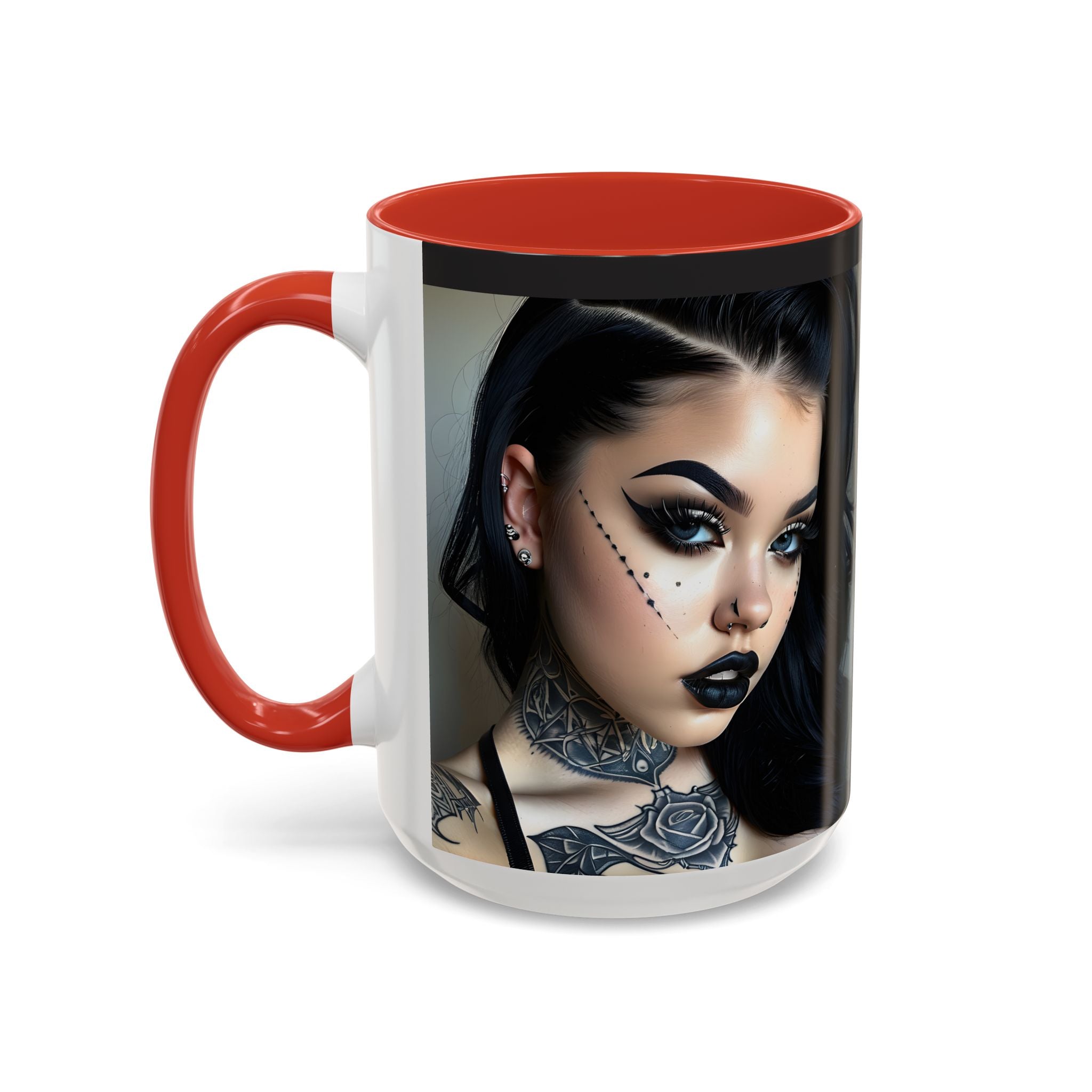 Goth Tattoo Girl Accent Coffee Mug – 11/15oz Black-Lined Ceramic