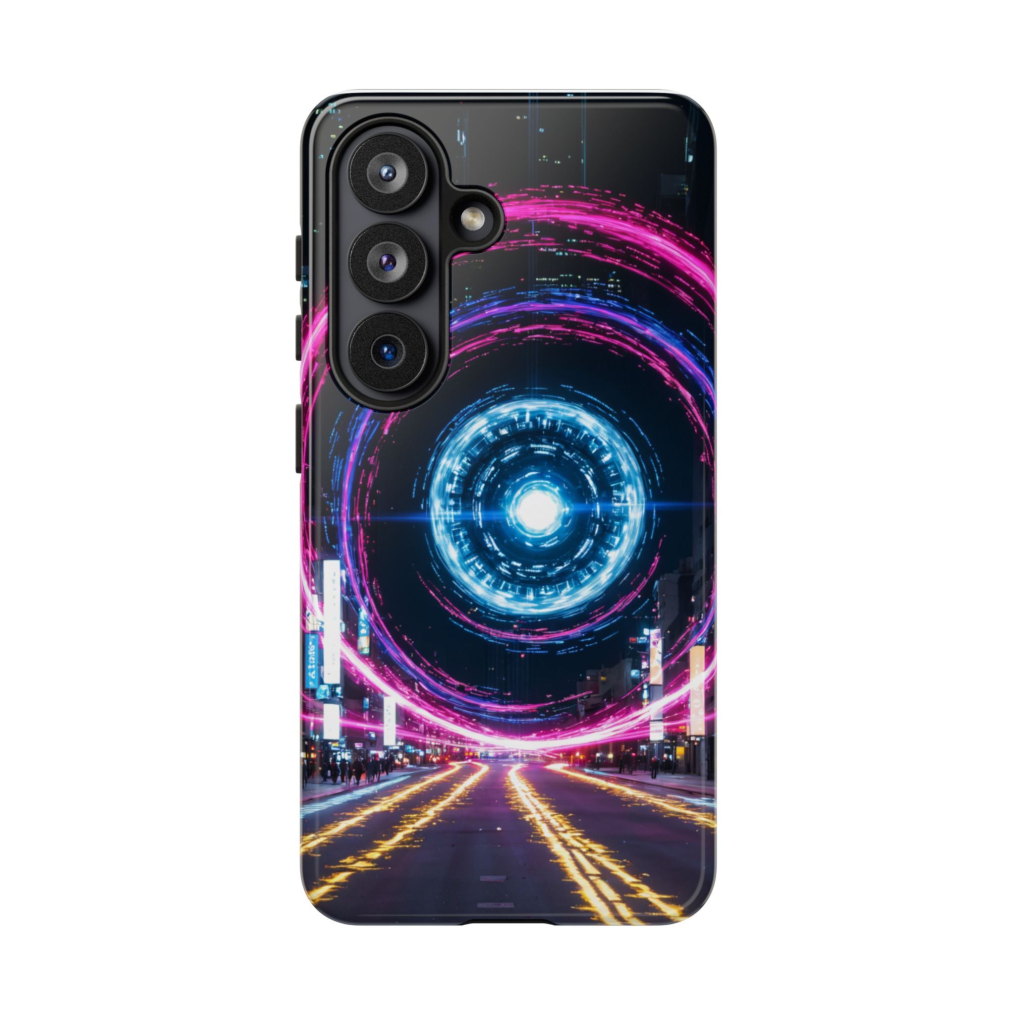 Tough Phone Case - Neon Cyber City Vortex Design