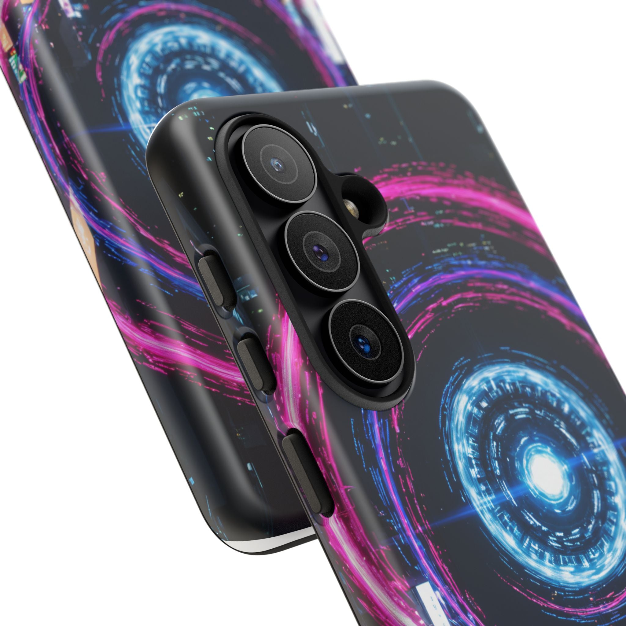 Tough Phone Case - Neon Cyber City Vortex Design
