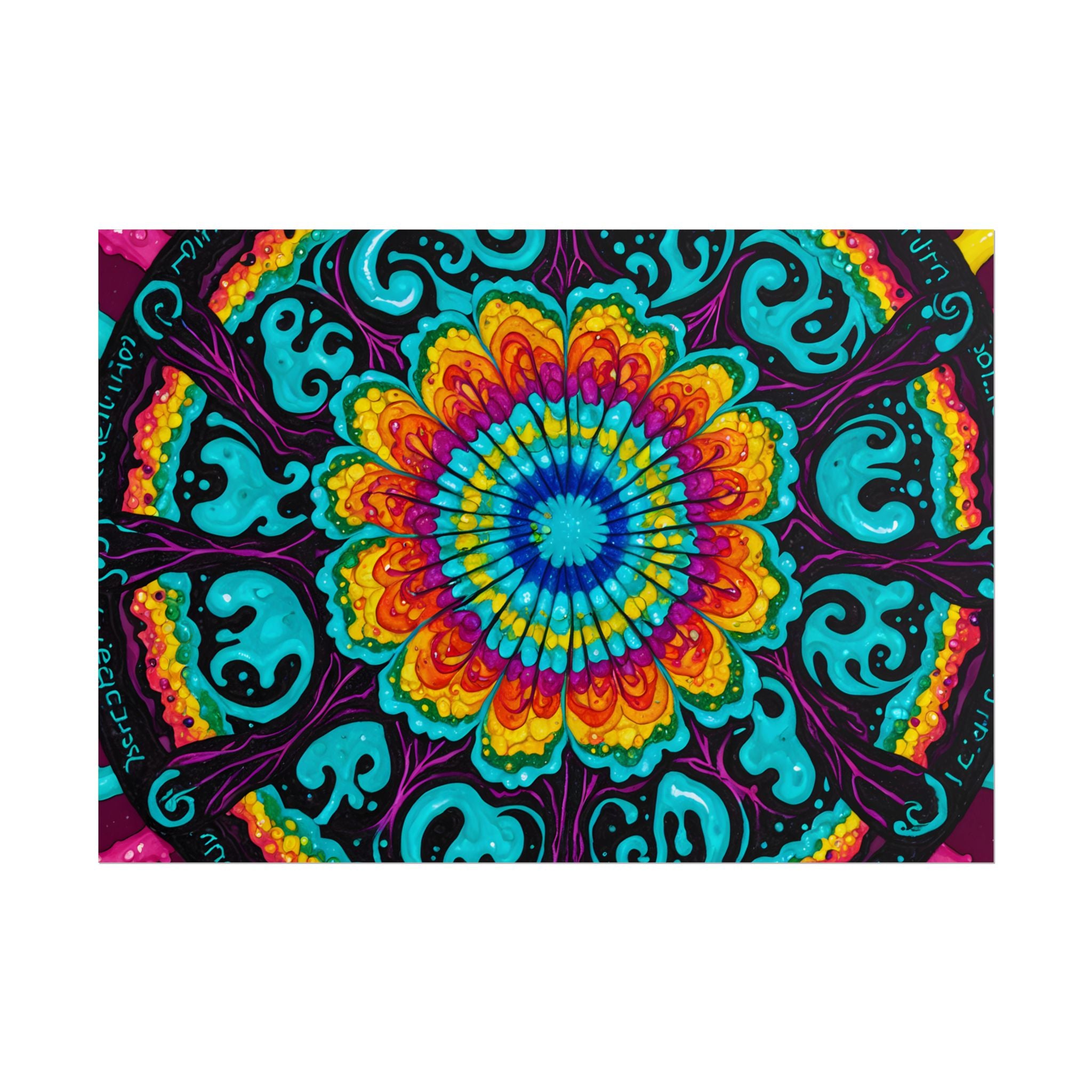 Rolled Poster — Vibrant Psychedelic Mandala Wall Art