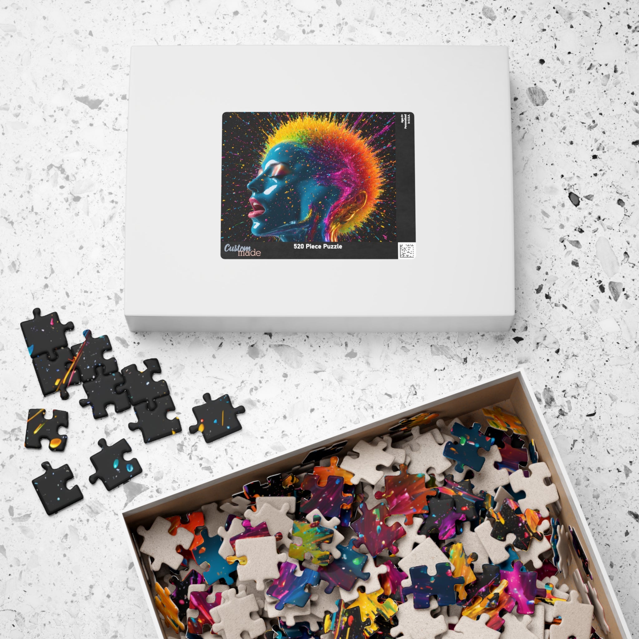 Puzzle portrait néon éclatant — Tête éclat de couleur Puzzle d'art de 110 à 1014 pièces