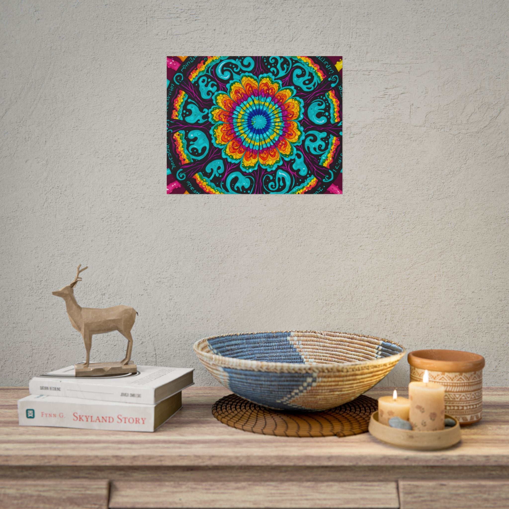 Rolled Poster — Vibrant Psychedelic Mandala Wall Art
